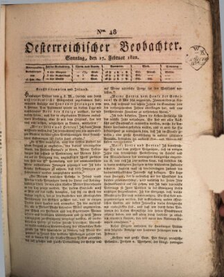 Der Oesterreichische Beobachter Sonntag 17. Februar 1822