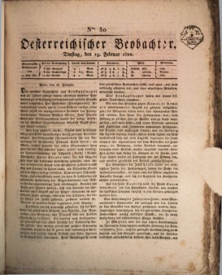 Der Oesterreichische Beobachter Dienstag 19. Februar 1822