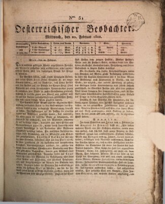 Der Oesterreichische Beobachter Mittwoch 20. Februar 1822