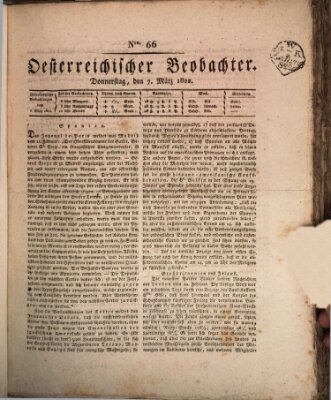 Der Oesterreichische Beobachter Donnerstag 7. März 1822