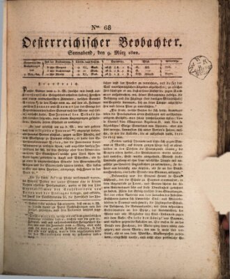 Der Oesterreichische Beobachter Samstag 9. März 1822