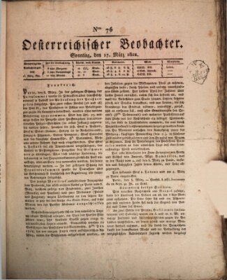 Der Oesterreichische Beobachter Sonntag 17. März 1822