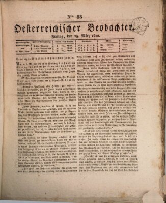 Der Oesterreichische Beobachter Freitag 29. März 1822