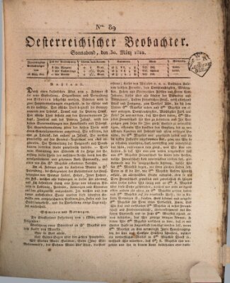 Der Oesterreichische Beobachter Samstag 30. März 1822