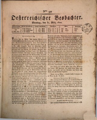 Der Oesterreichische Beobachter Sonntag 31. März 1822