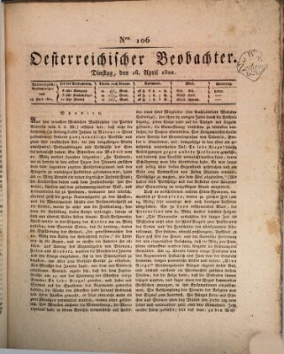 Der Oesterreichische Beobachter Dienstag 16. April 1822