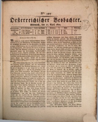 Der Oesterreichische Beobachter Mittwoch 17. April 1822