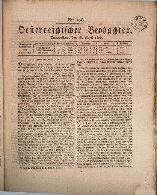 Der Oesterreichische Beobachter Donnerstag 18. April 1822