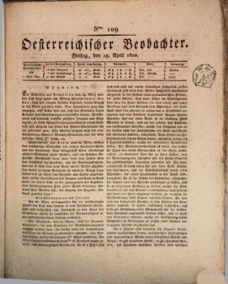 Der Oesterreichische Beobachter Freitag 19. April 1822