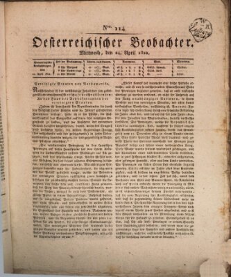 Der Oesterreichische Beobachter Mittwoch 24. April 1822