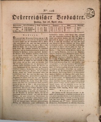 Der Oesterreichische Beobachter Freitag 26. April 1822