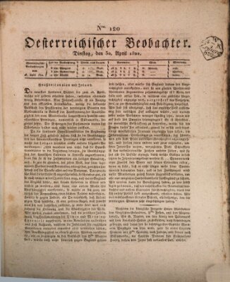 Der Oesterreichische Beobachter Tuesday 30. April 1822