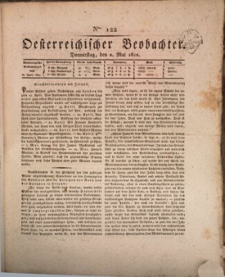 Der Oesterreichische Beobachter Donnerstag 2. Mai 1822