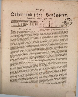 Der Oesterreichische Beobachter Donnerstag 20. Juni 1822