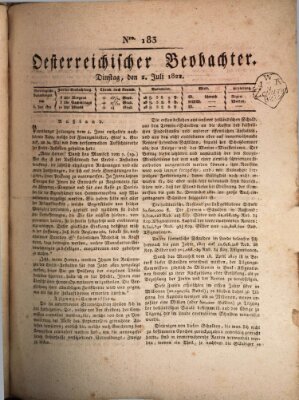 Der Oesterreichische Beobachter Dienstag 2. Juli 1822