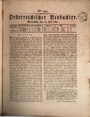 Der Oesterreichische Beobachter Samstag 20. Juli 1822