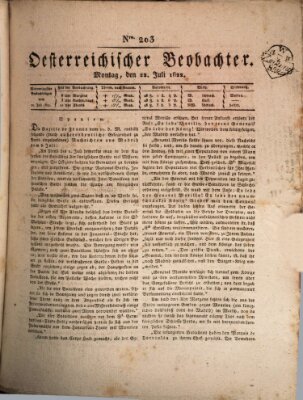 Der Oesterreichische Beobachter Montag 22. Juli 1822