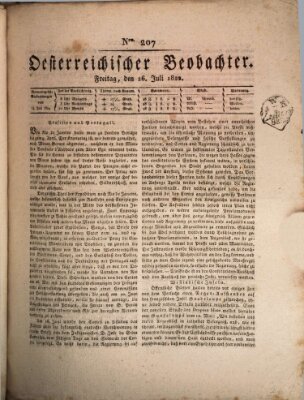 Der Oesterreichische Beobachter Freitag 26. Juli 1822