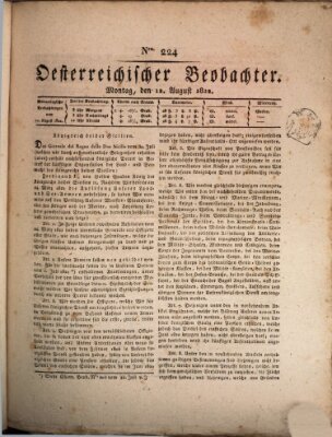 Der Oesterreichische Beobachter Montag 12. August 1822