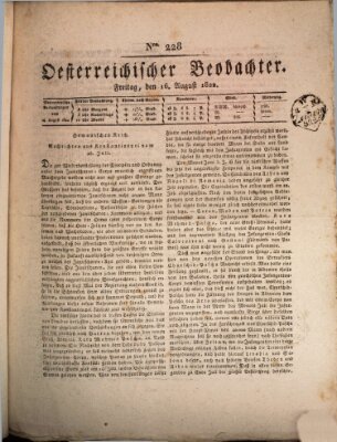 Der Oesterreichische Beobachter Freitag 16. August 1822