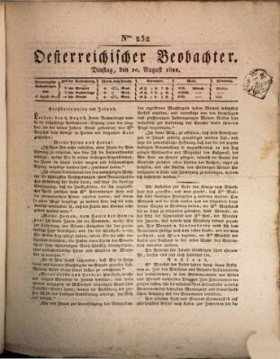 Der Oesterreichische Beobachter Dienstag 20. August 1822