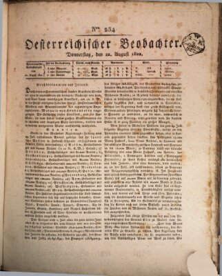 Der Oesterreichische Beobachter Donnerstag 22. August 1822