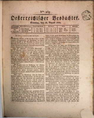 Der Oesterreichische Beobachter Sonntag 25. August 1822