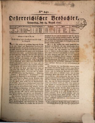 Der Oesterreichische Beobachter Donnerstag 29. August 1822