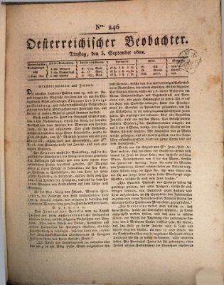 Der Oesterreichische Beobachter Dienstag 3. September 1822