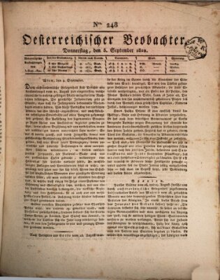 Der Oesterreichische Beobachter Donnerstag 5. September 1822