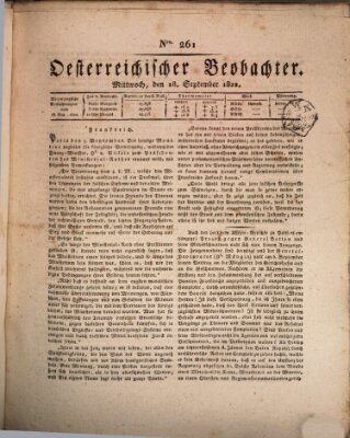 Der Oesterreichische Beobachter Mittwoch 18. September 1822