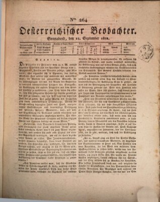 Der Oesterreichische Beobachter Samstag 21. September 1822