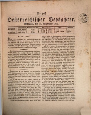 Der Oesterreichische Beobachter Mittwoch 25. September 1822