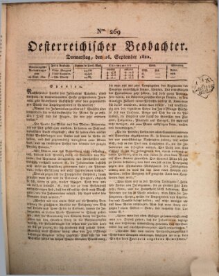 Der Oesterreichische Beobachter Donnerstag 26. September 1822