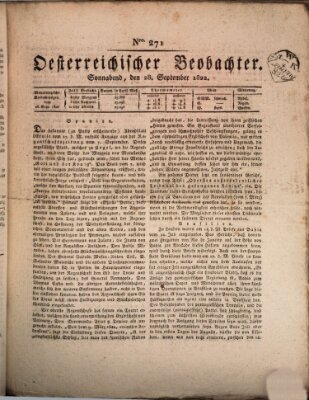 Der Oesterreichische Beobachter Samstag 28. September 1822