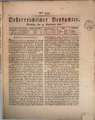 Der Oesterreichische Beobachter Sonntag 29. September 1822