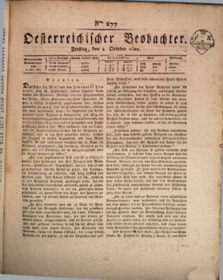 Der Oesterreichische Beobachter Freitag 4. Oktober 1822