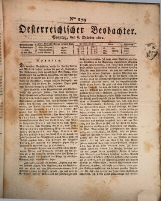 Der Oesterreichische Beobachter Sonntag 6. Oktober 1822