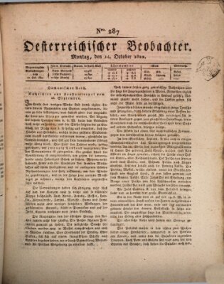 Der Oesterreichische Beobachter Montag 14. Oktober 1822