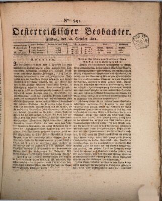 Der Oesterreichische Beobachter Freitag 18. Oktober 1822