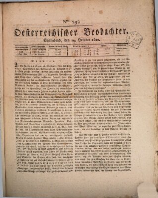 Der Oesterreichische Beobachter Samstag 19. Oktober 1822