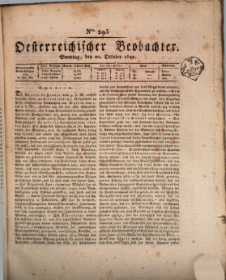 Der Oesterreichische Beobachter Sonntag 20. Oktober 1822