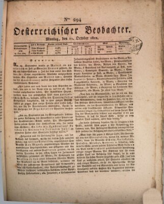 Der Oesterreichische Beobachter Montag 21. Oktober 1822