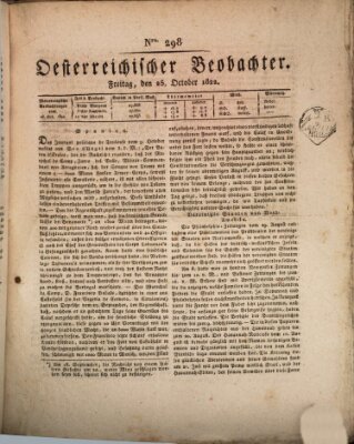 Der Oesterreichische Beobachter Freitag 25. Oktober 1822