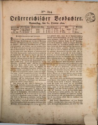 Der Oesterreichische Beobachter Donnerstag 31. Oktober 1822