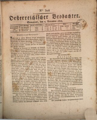 Der Oesterreichische Beobachter Samstag 2. November 1822