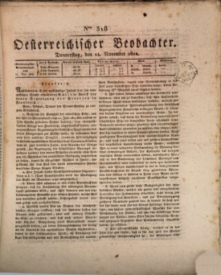 Der Oesterreichische Beobachter Donnerstag 14. November 1822