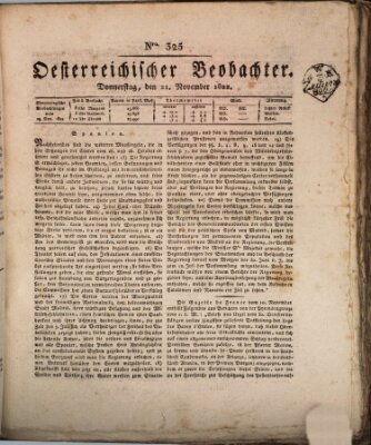 Der Oesterreichische Beobachter Donnerstag 21. November 1822