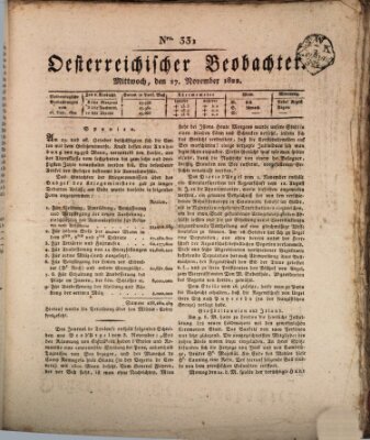 Der Oesterreichische Beobachter Mittwoch 27. November 1822