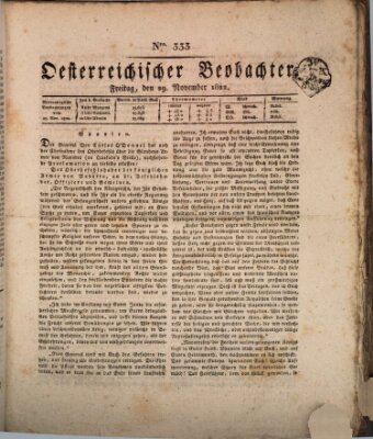 Der Oesterreichische Beobachter Freitag 29. November 1822